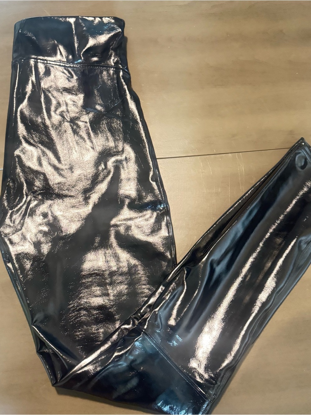 SPANX Shiny Black High Waisted Faux-Leather Leggings